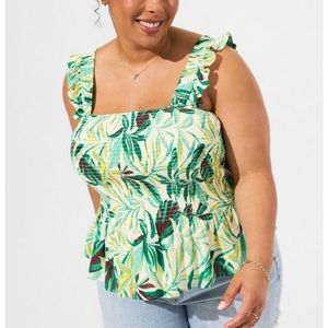 Torrid Peplum Crinkle Gauze Smocked Top